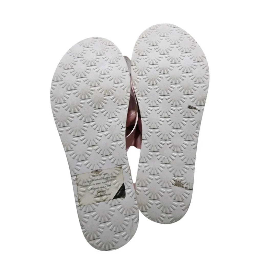 UGG Womens Poppy Flip Flops Sandals Size 9 Flower Pom Pom Pink Thong